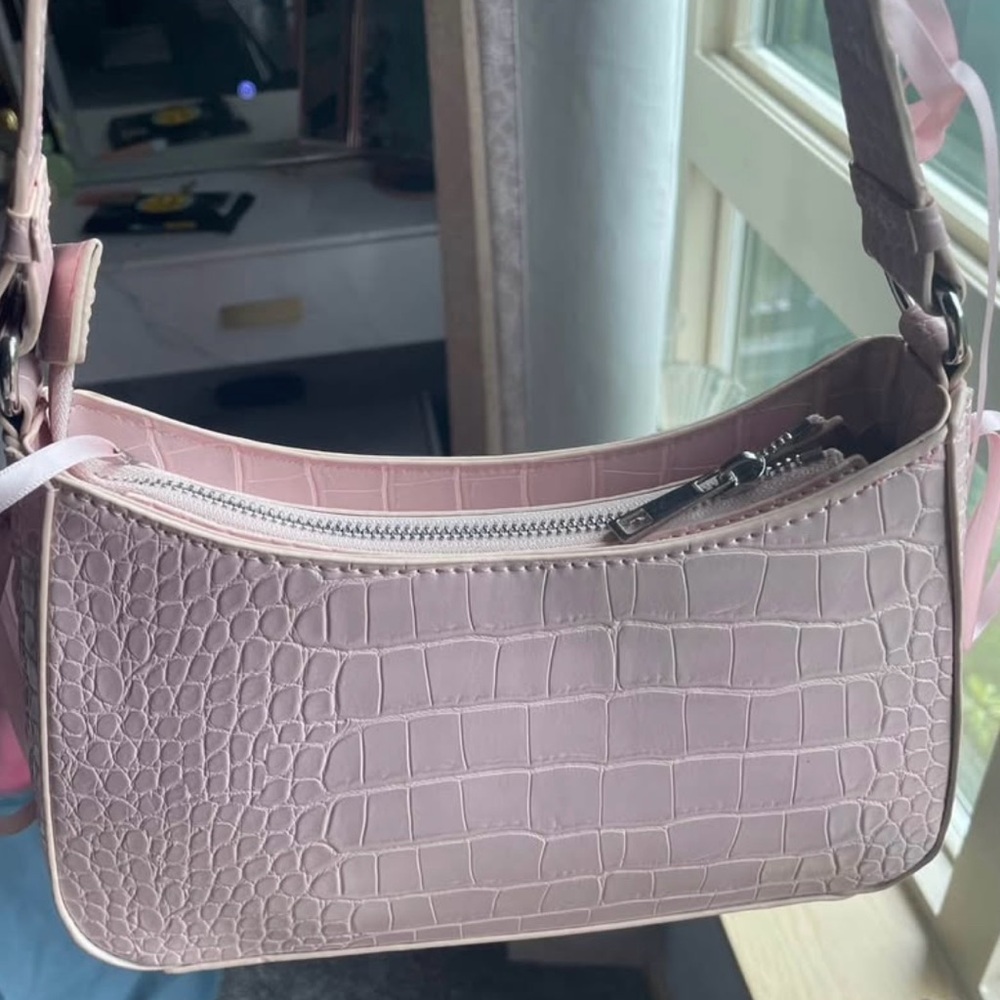 Pink Urban Outfitters Crocodile-Embossed Shoulder Bag